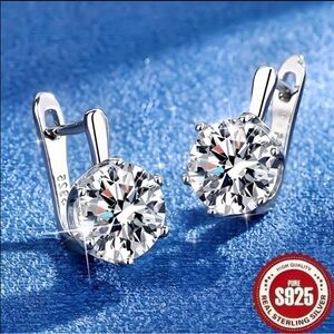 High-End 925 Silver and Cubic Zirconia French-Style Earrings